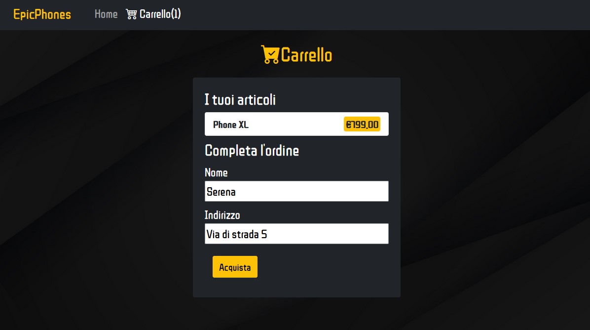 Carrello page
